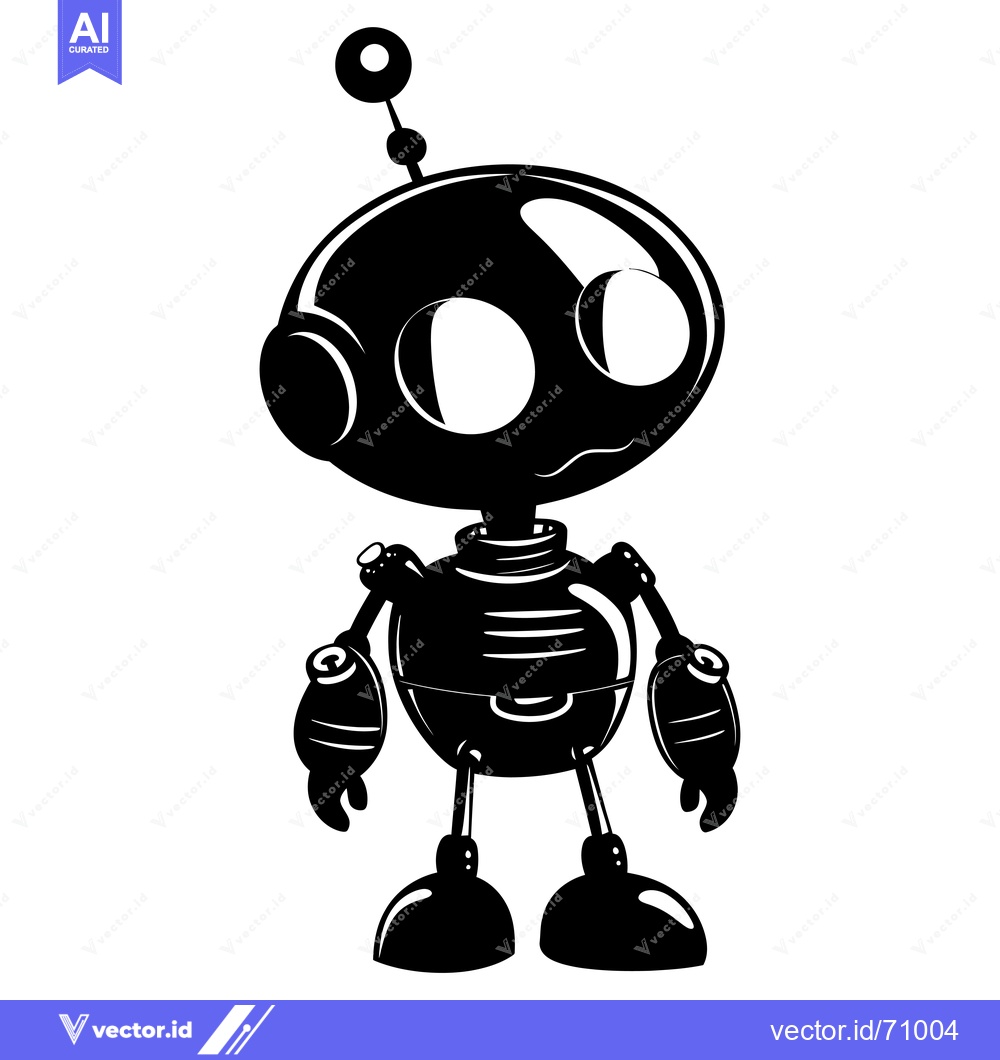 Premium Vector dari Cartoon robot with large eyes and an antenna