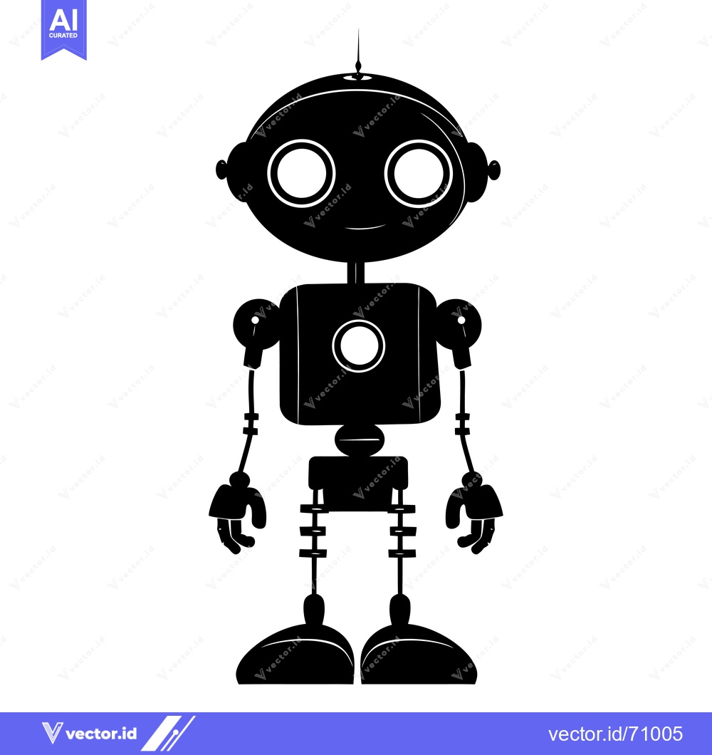 Premium Vector of Silhouette of a Cartoon Robot with Big Eyes