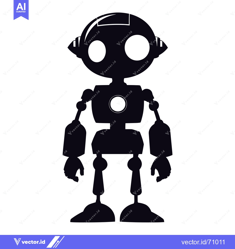 Premium Vector dari Silhouette of a Cartoon Robot with a Rounded Head and Large Eyes