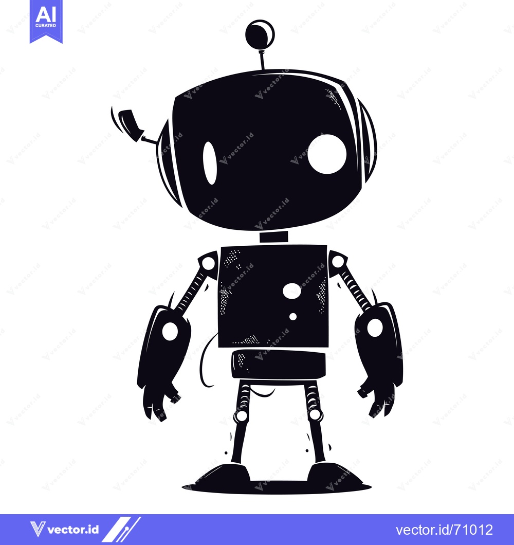 Premium Vector dari Silhouette of a cartoon robot with antenna and large eyes