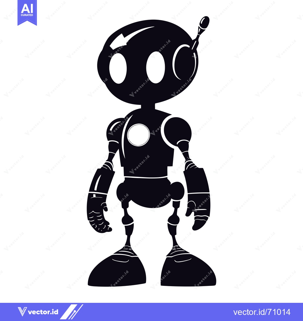 Premium Vector of A Black and White Silhouette of a Robot