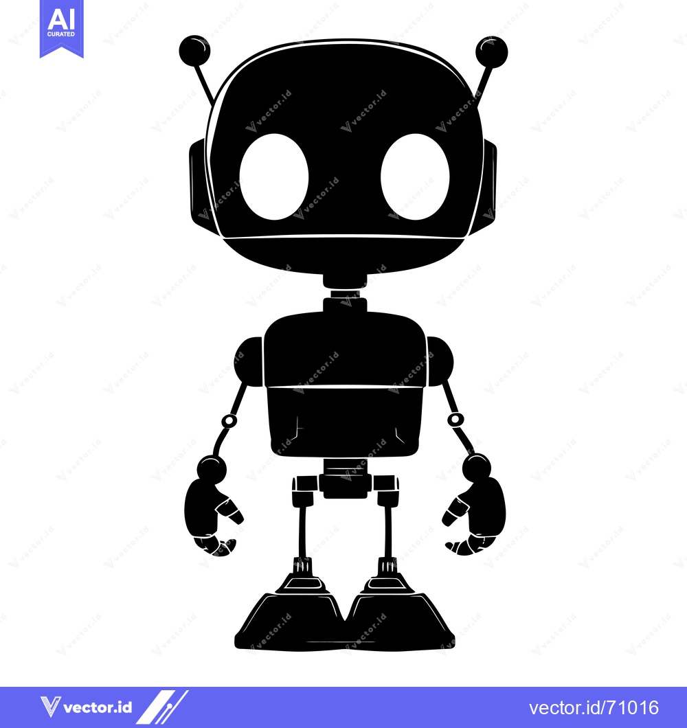 Premium Vector dari Silhouette of a Friendly Cartoon Robot with Antennae