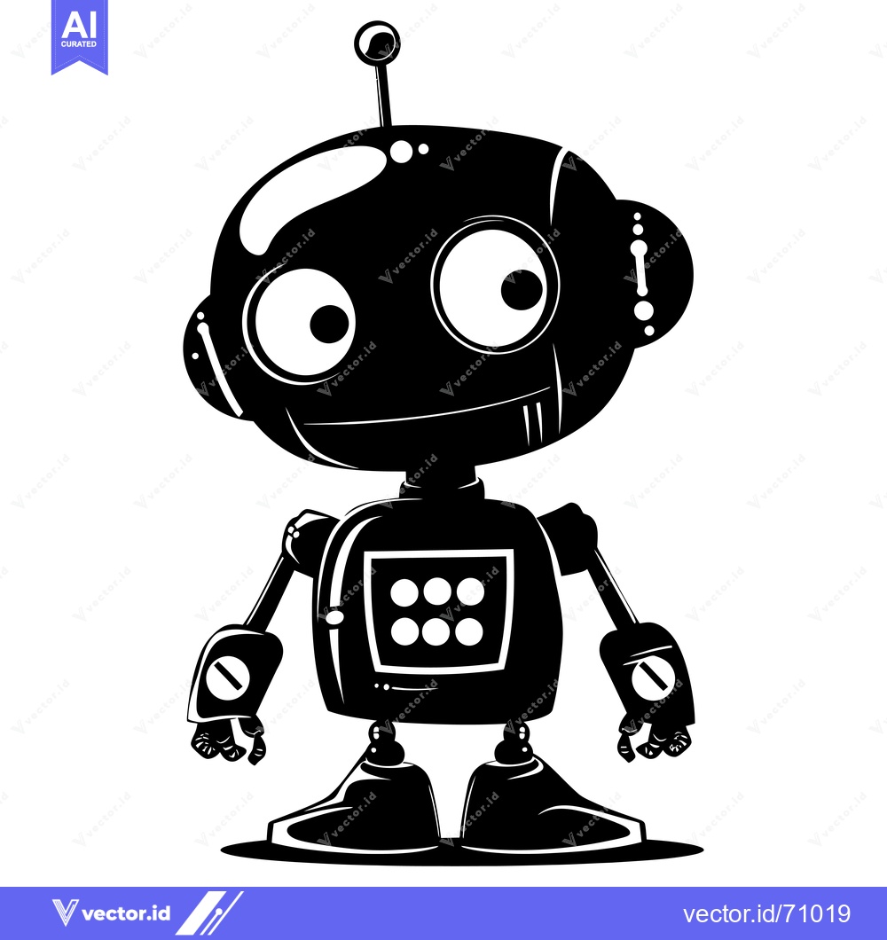 Premium Vector dari Cartoon Robot with Big Eyes and Antenna