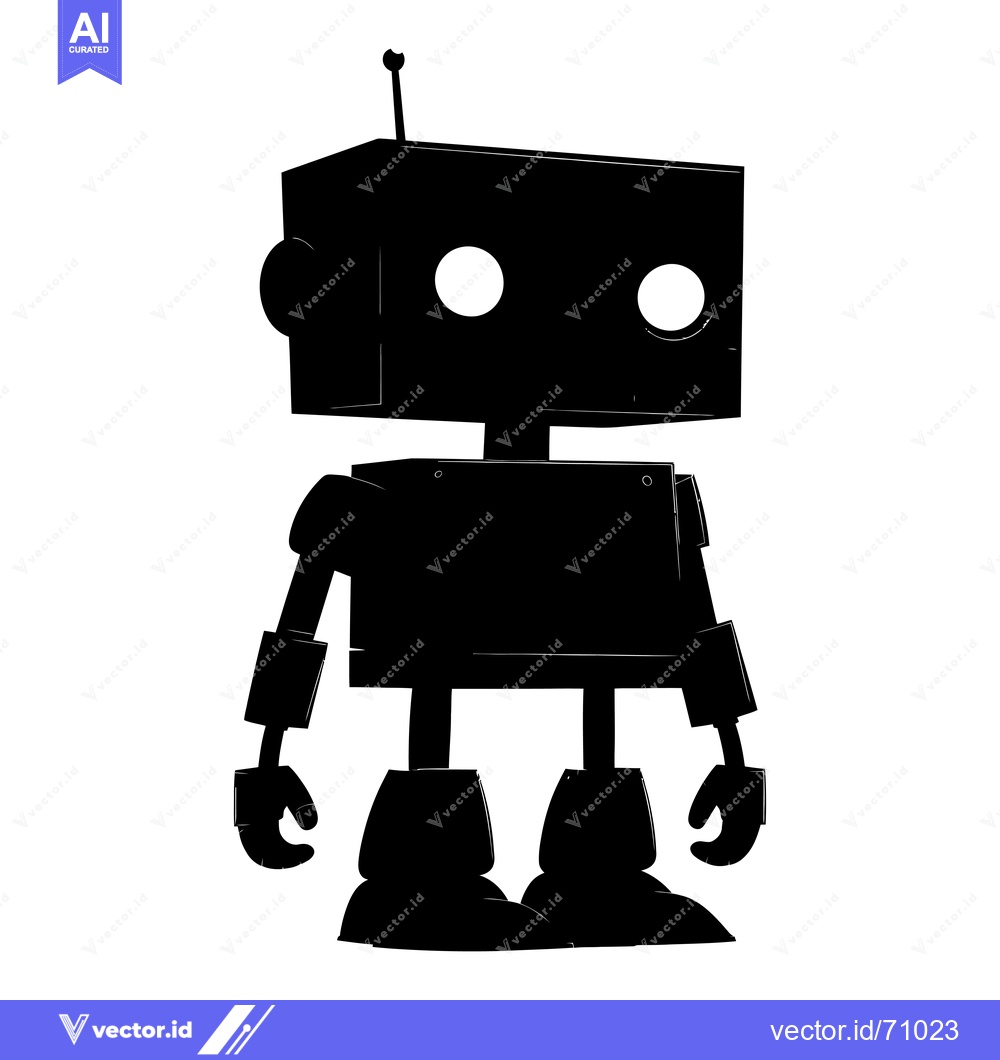 Premium Vector of Black Silhouette of a Cartoon Robot