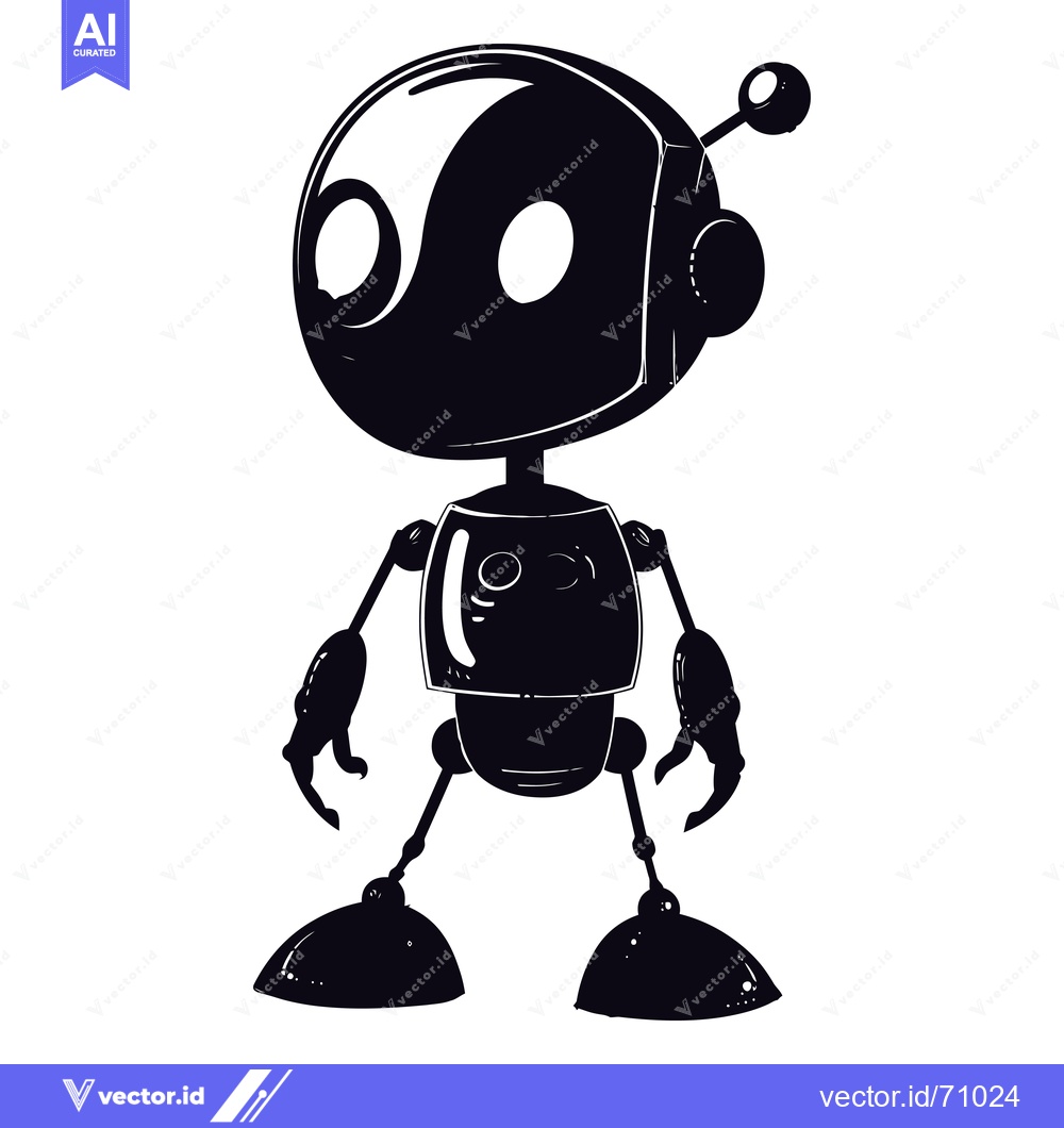 Premium Vector dari A Black and White Silhouette of a Cartoon Robot