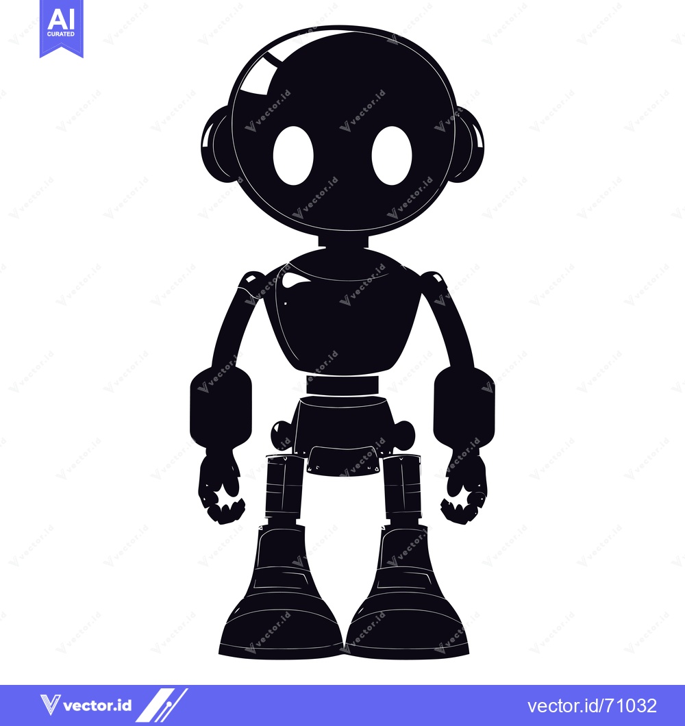 Premium Vector dari A Black and White Silhouette Illustration of a Robot