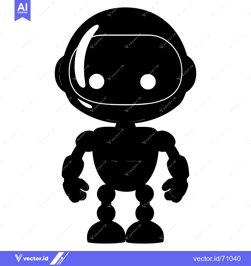 Premium Vector dari Black and White Silhouette of a Cartoon Robot
