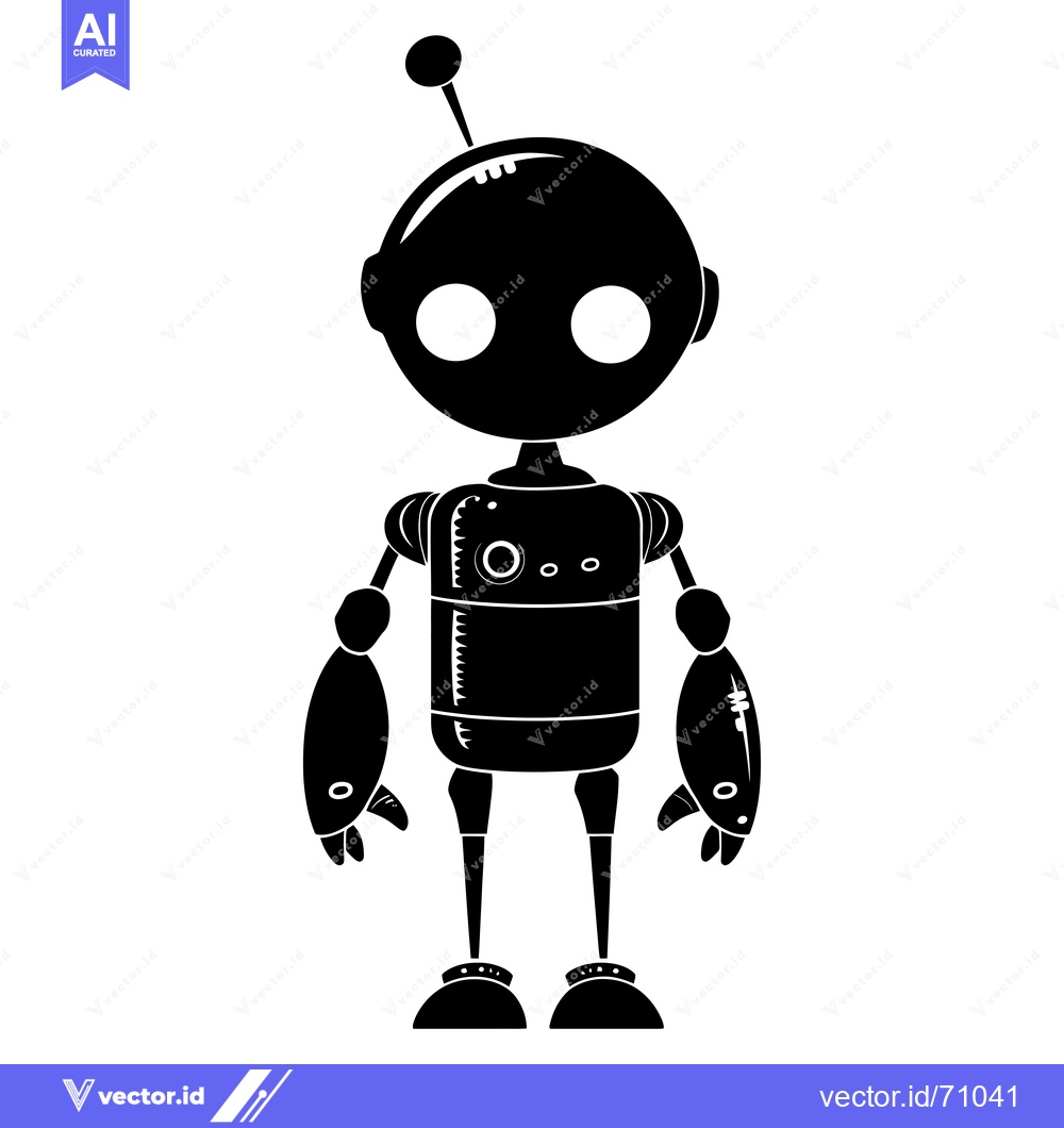 Premium Vector dari Silhouette of a cartoon robot with large eyes and a round head