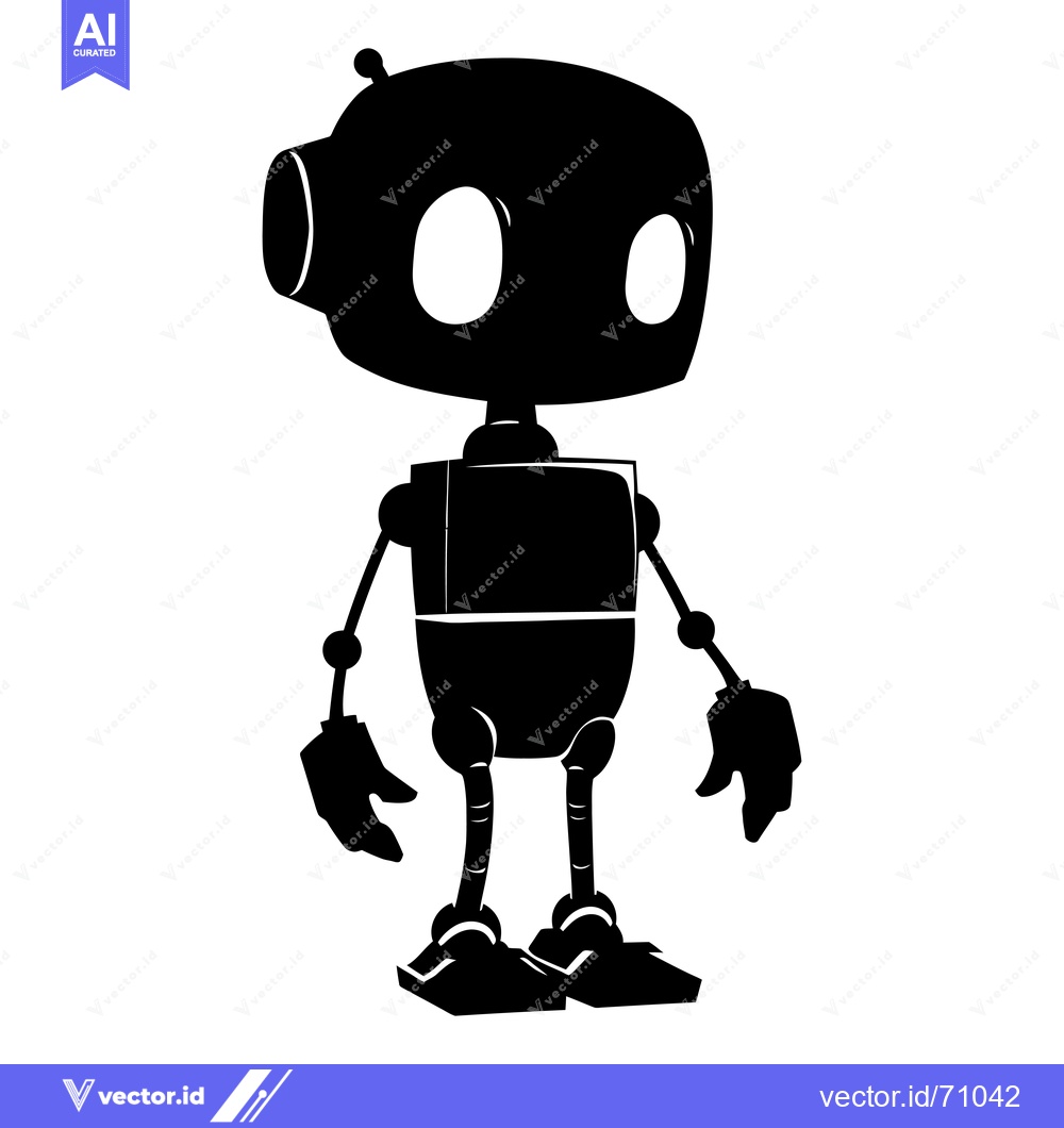 Premium Vector of Silhouette of a cartoon robot standing with arms outstretched