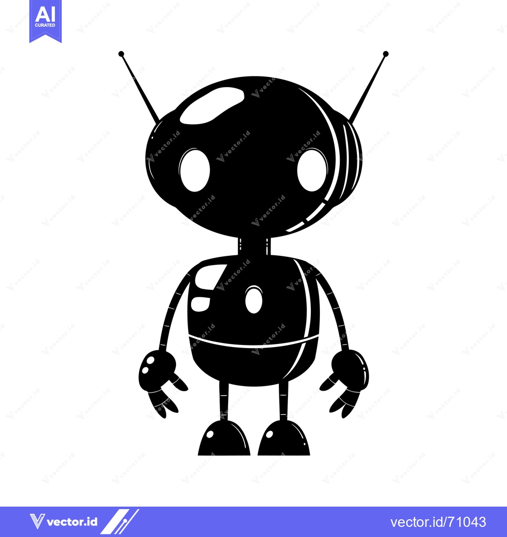 Premium Vector of A Silhouette of a Cartoon Robot with Antennas