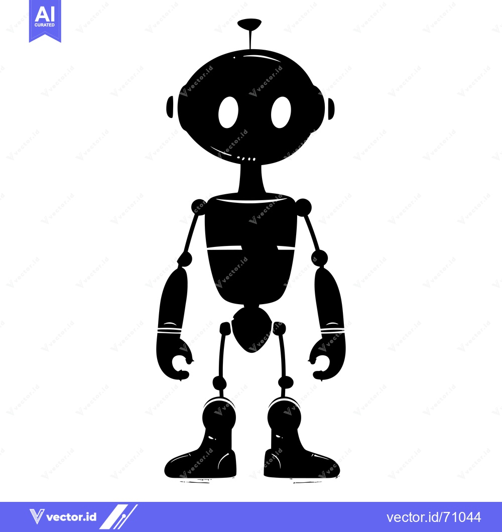 Premium Vector of Silhouette of a Cartoon Robot with an Antenna