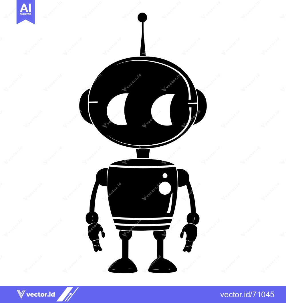 Premium Vector dari Silhouette of a Cartoon Robot with an Antenna