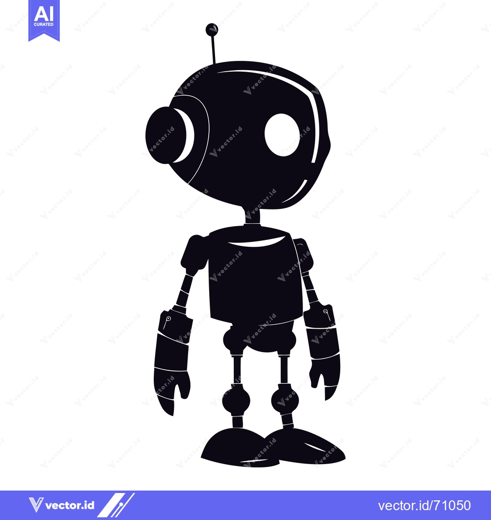 Premium Vector dari Silhouette of a Cartoon Robot with Antenna