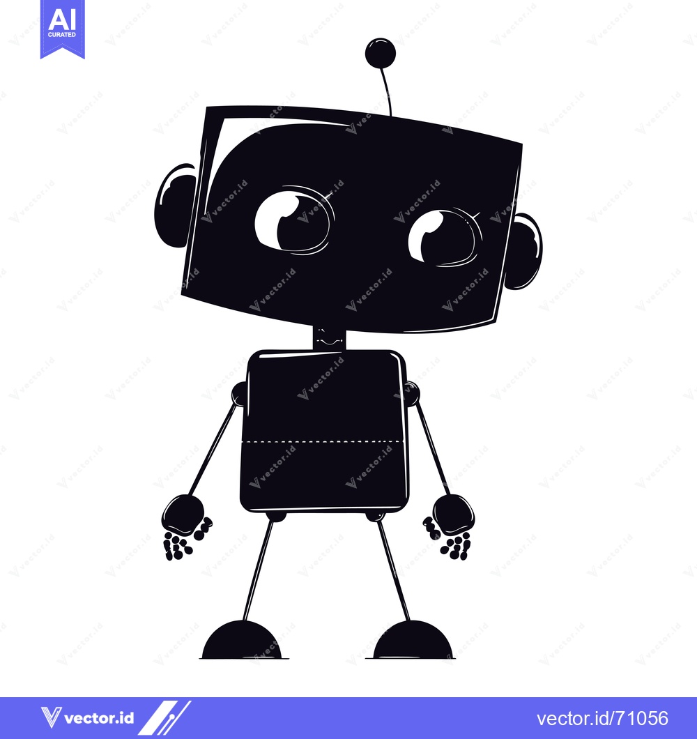 Premium Vector dari Cartoon Robot with Big Eyes and Antenna
