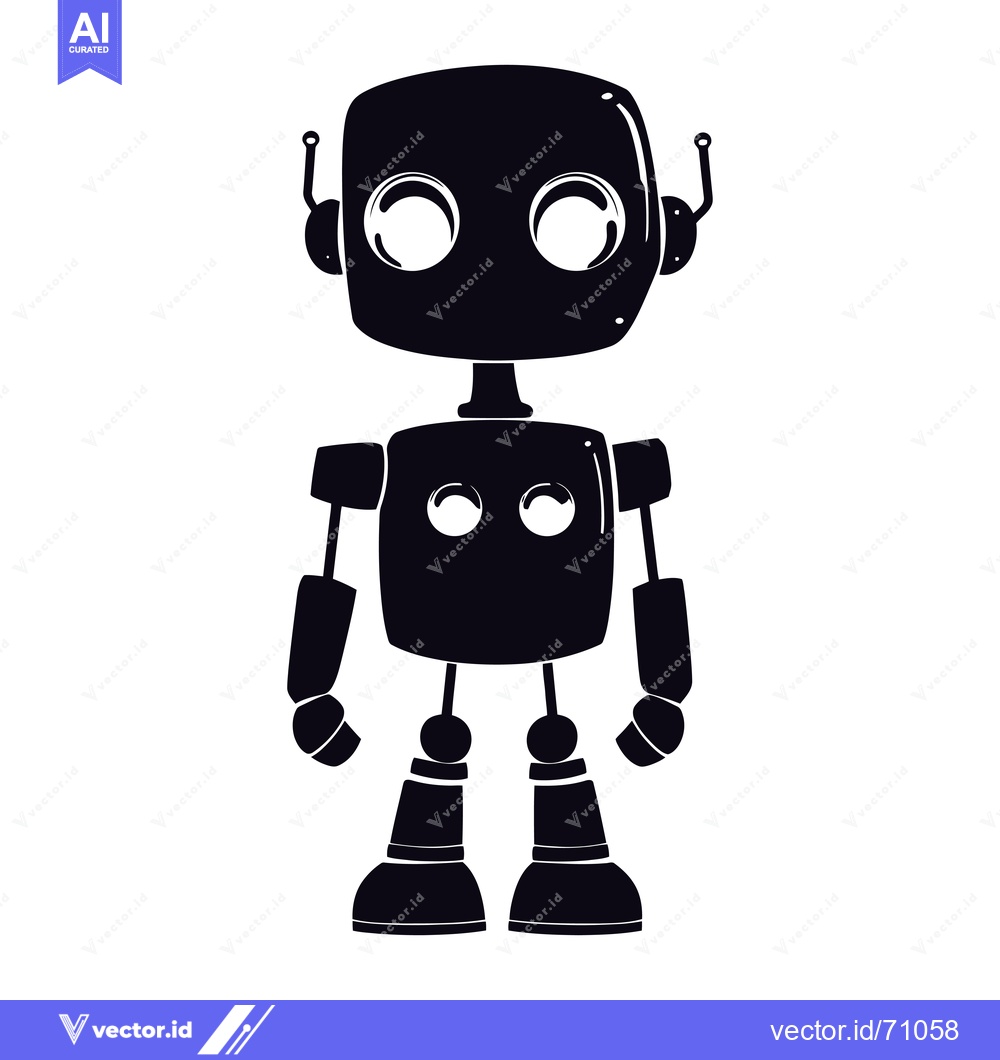 Premium Vector dari Silhouette of a Cartoon Robot with Large Eyes