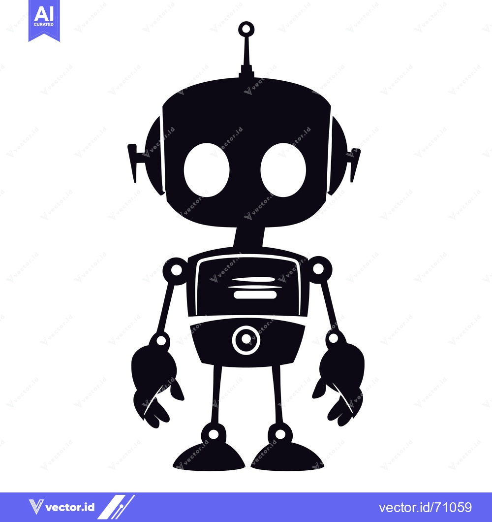 Premium Vector of A Cartoon Robot with a Single Antenna and Round Eyes