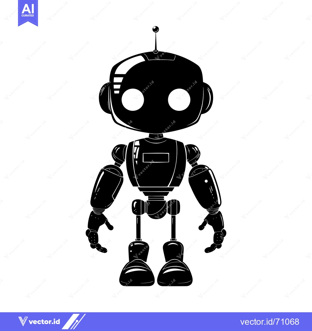 Premium Vector of Silhouette of a cartoon robot with antenna and large eyes