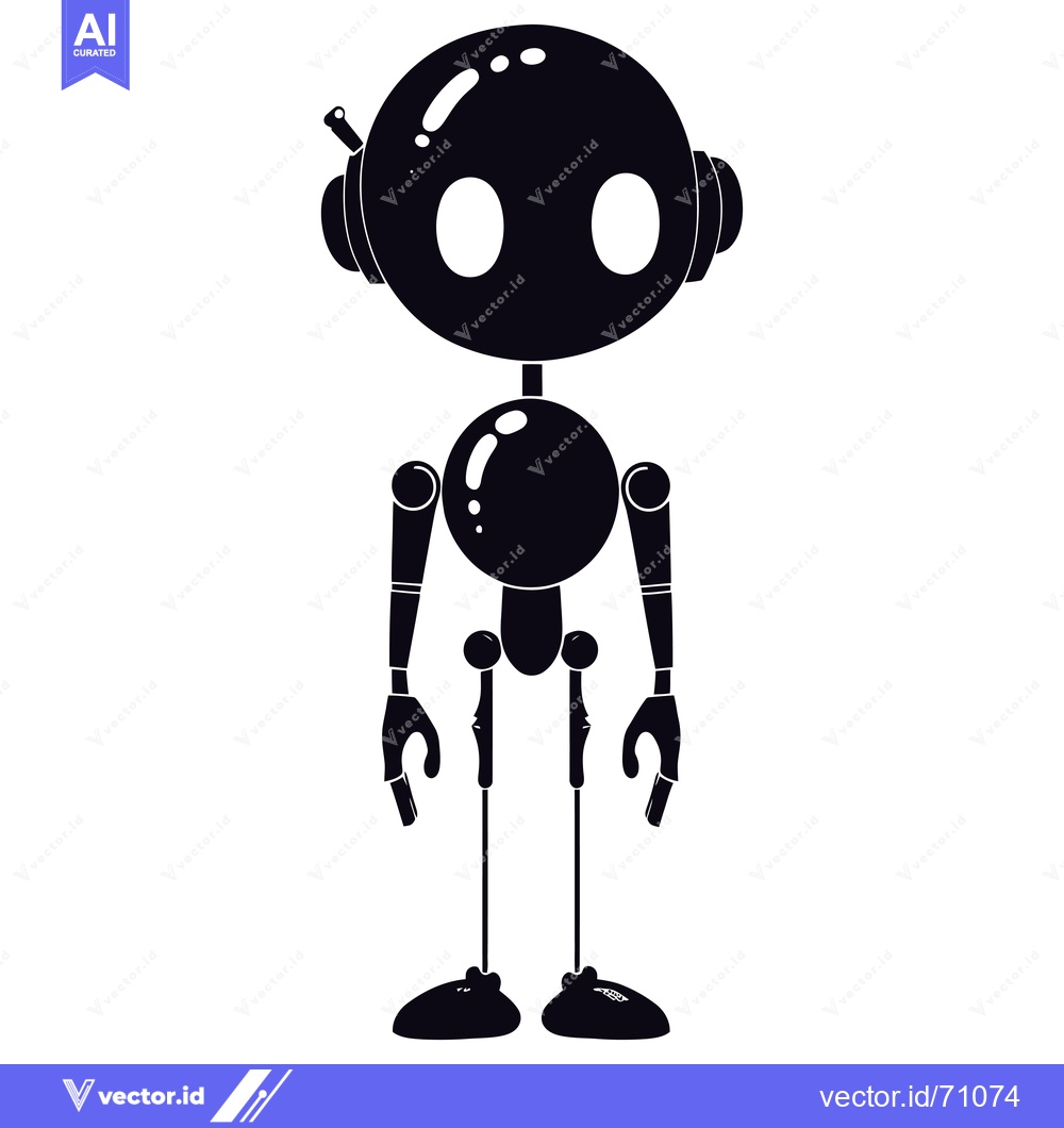 Premium Vector of Silhouette of a Cartoon Robot with Circular Body Parts