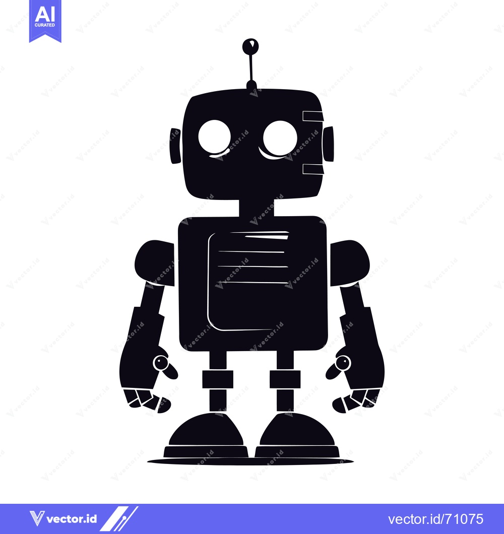 Premium Vector of Silhouette of a Cartoon Robot with Large Eyes