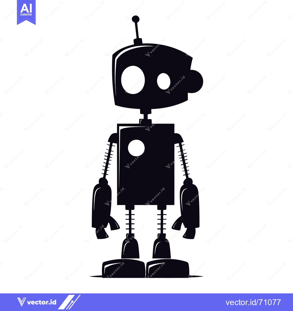 Premium Vector of Silhouette of a Cartoon Robot with Antenna