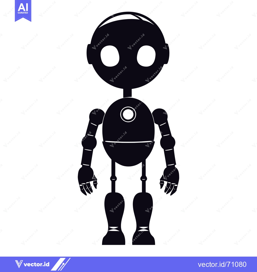 Premium Vector of Silhouette of a Cartoon Robot with White Eyes