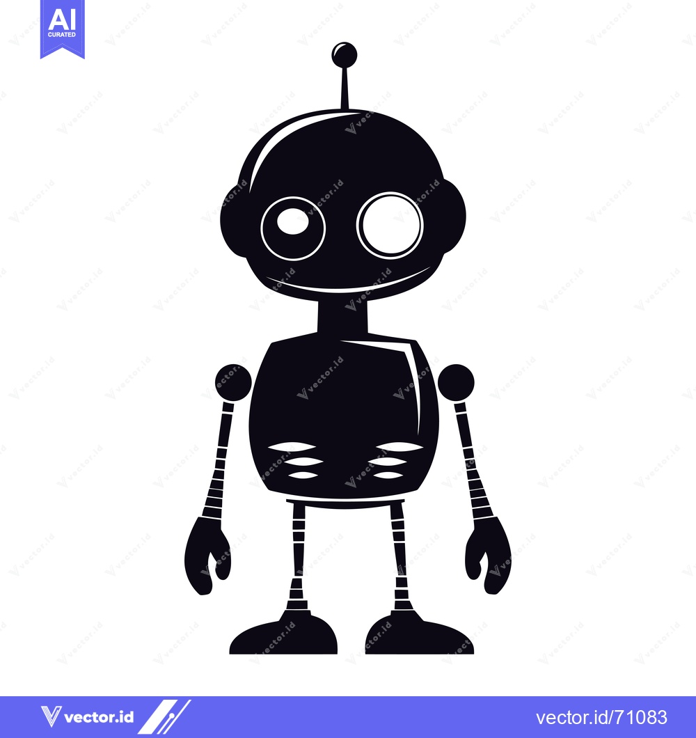 Premium Vector of Silhouette of a cartoon robot with a single antenna and two eyes