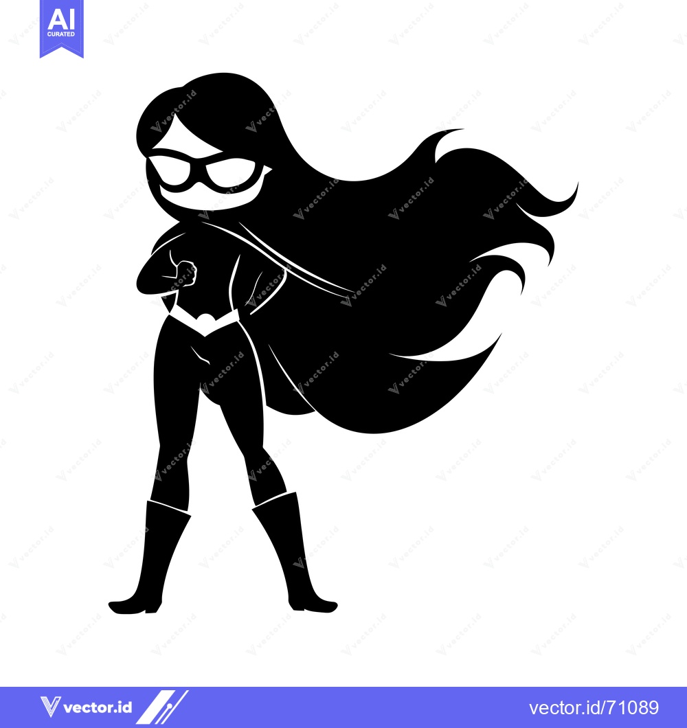 Premium Vector dari Silhouette of a Female Superhero with Long Flowing Hair