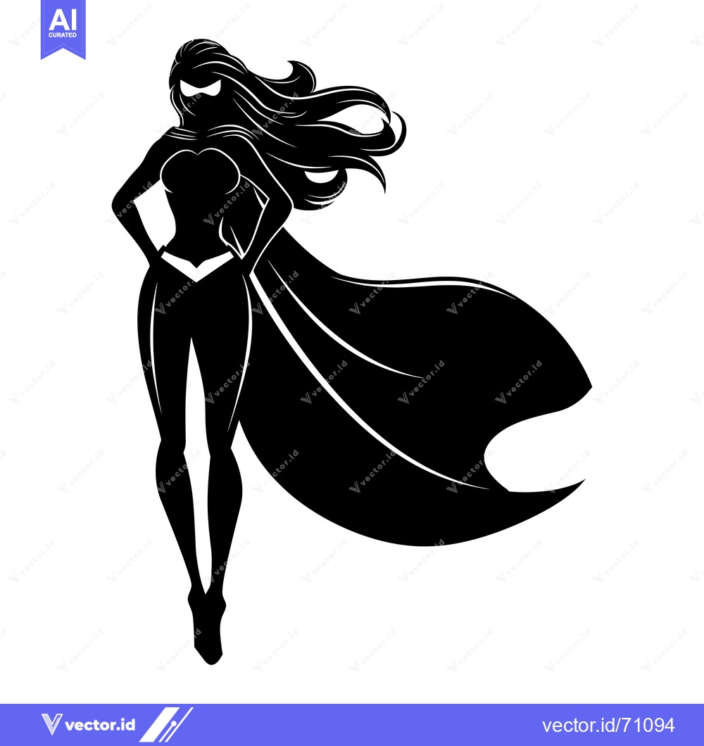 Premium Vector of Silhouette of a Superwoman with Flowing Hair and Cape