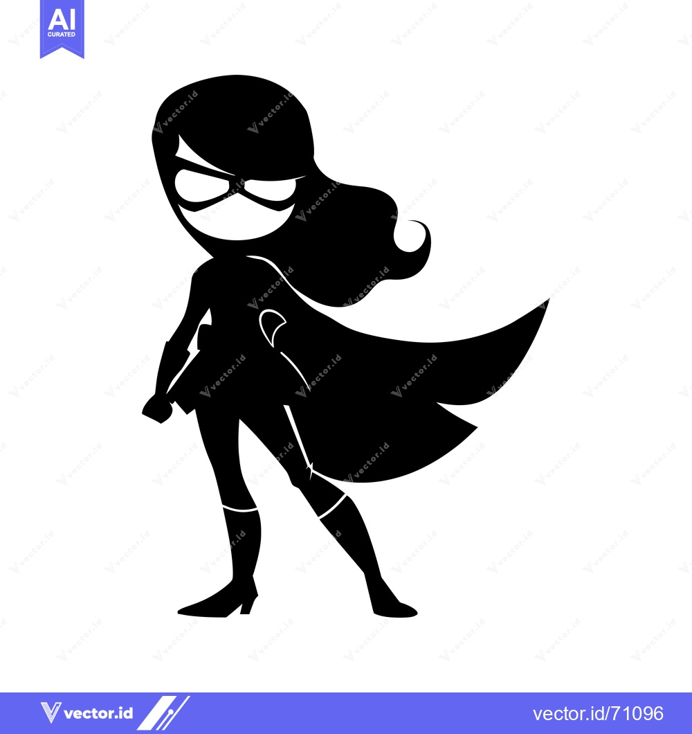 Premium Vector of Silhouette of a Female Superhero with a Cape Flowing Behind Her