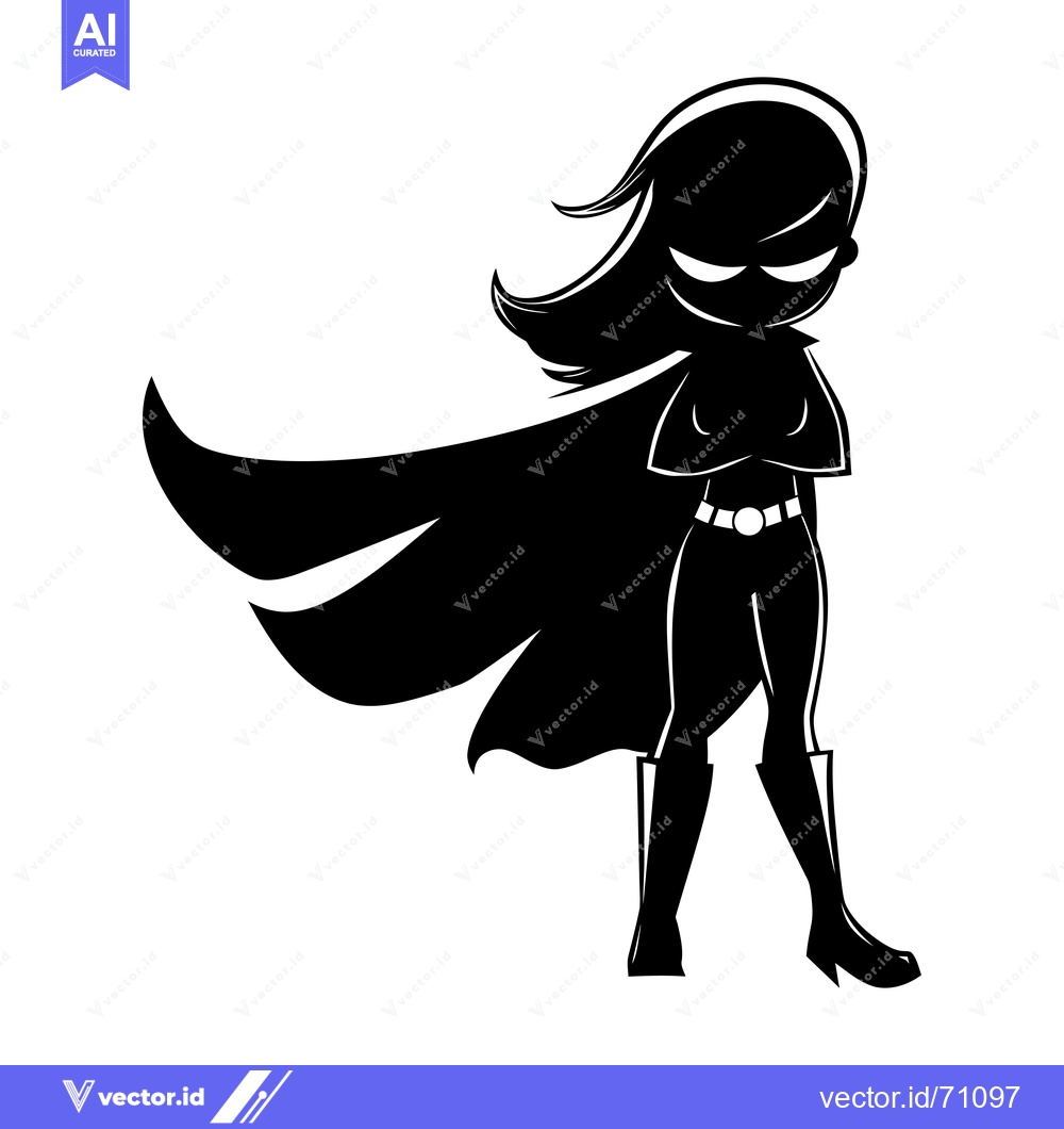 Premium Vector dari Silhouette of a Female Superhero with Arms Crossed