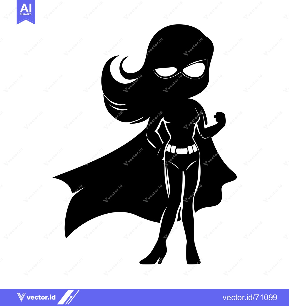 Premium Vector dari Silhouette of a Powerful Female Superhero with a Cape