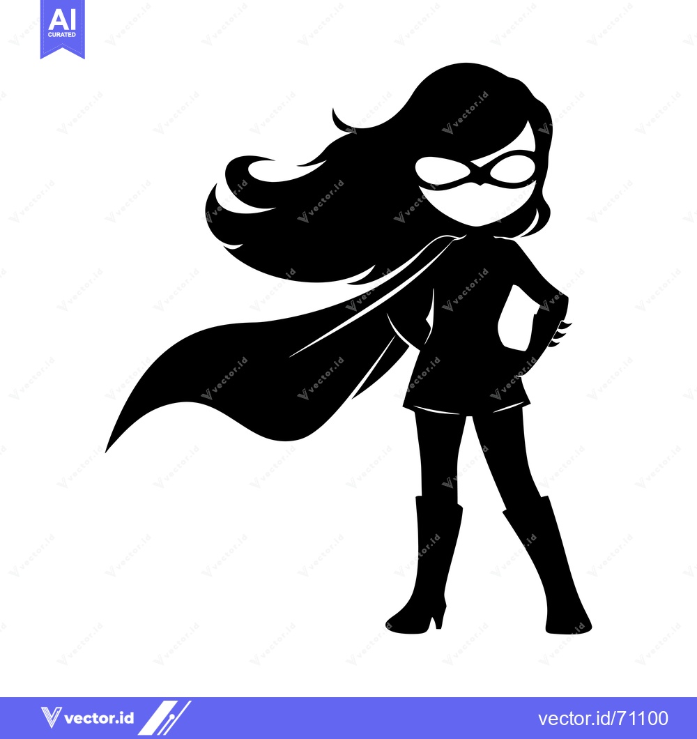 Premium Vector dari Silhouette of a female superhero with a cape