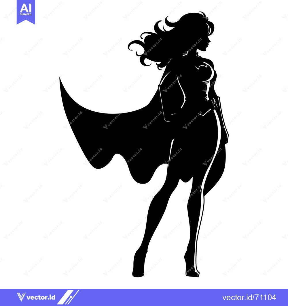 Premium Vector of Silhouette of a Female Superhero with a Cape