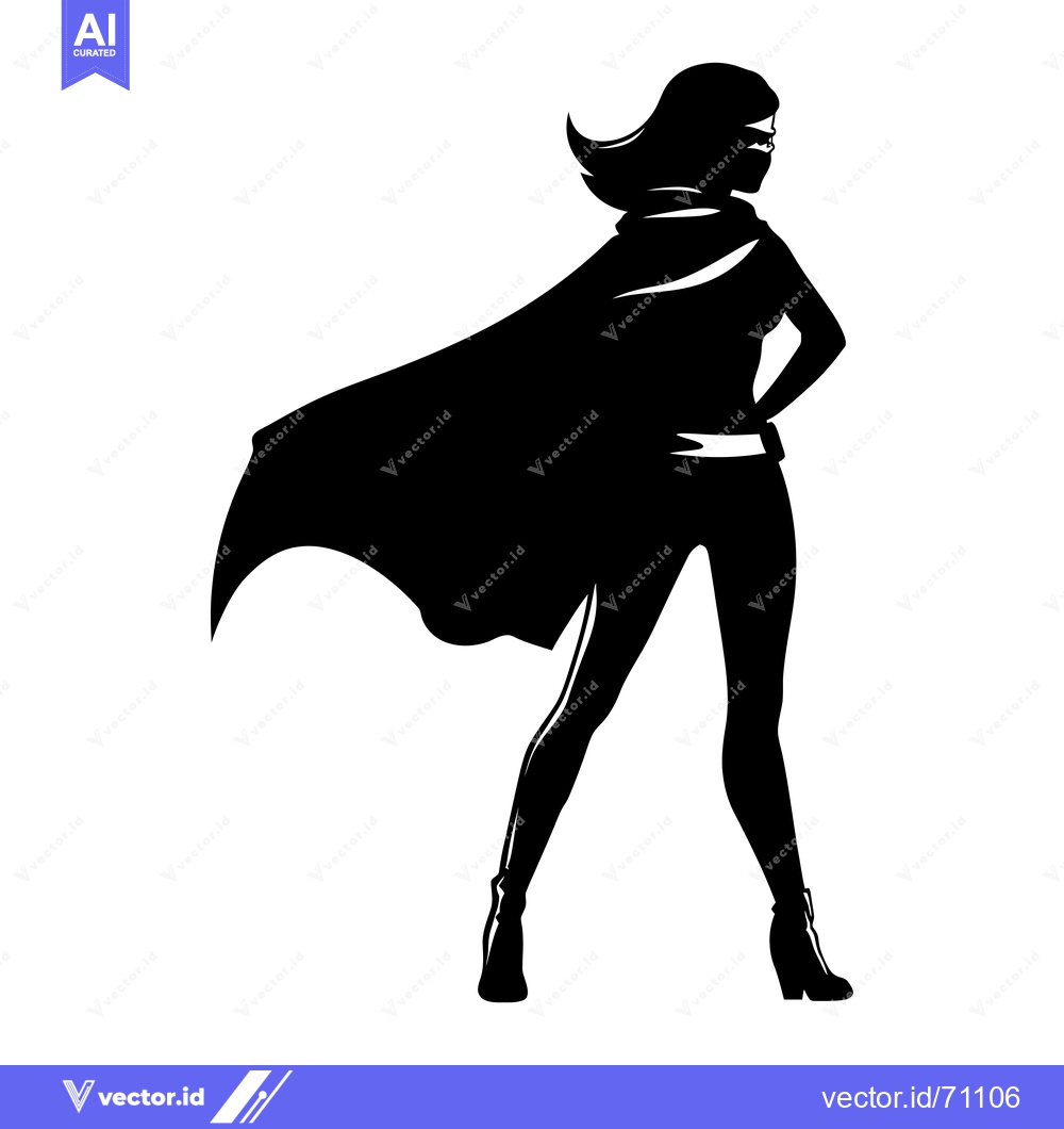 Premium Vector dari Silhouette of a female superhero standing with a cape