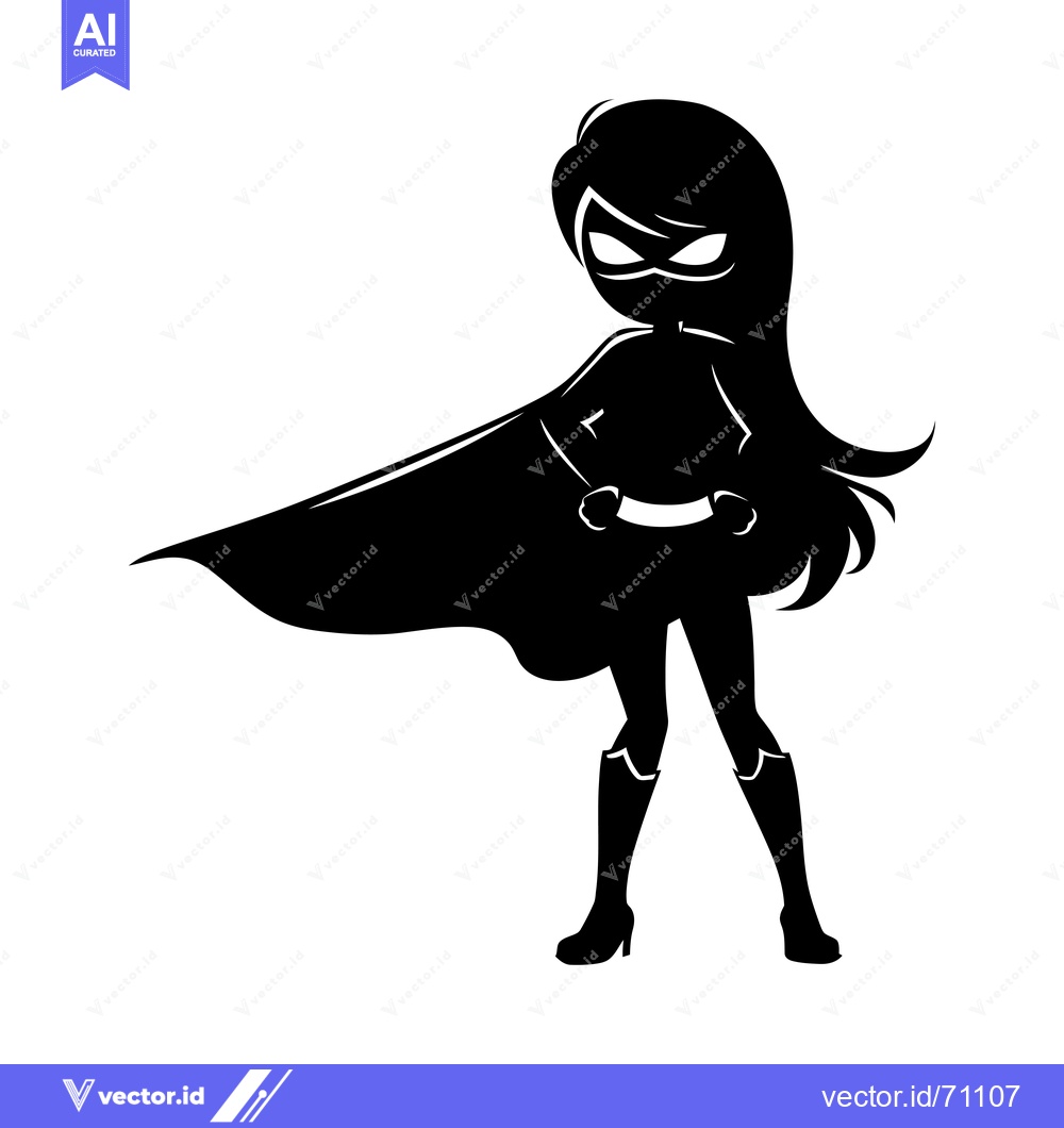 Premium Vector dari Silhouette of a Female Superhero with a Cape