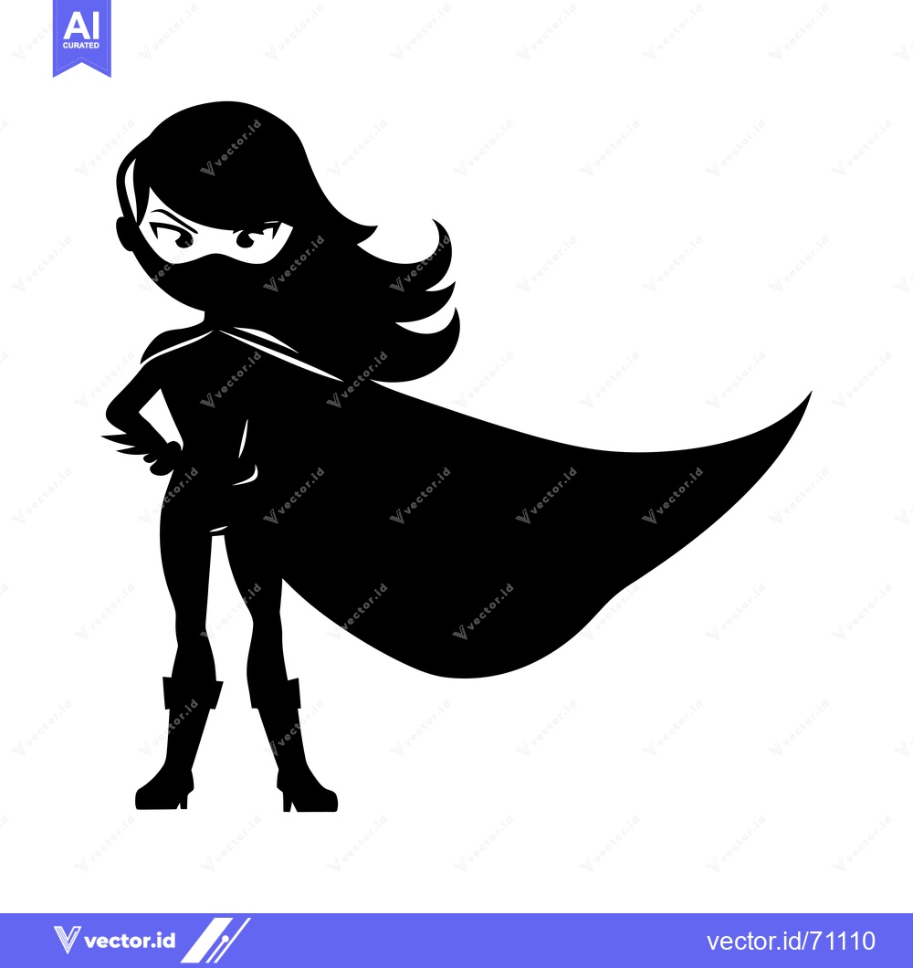 Premium Vector of Silhouette of a female superhero with a cape