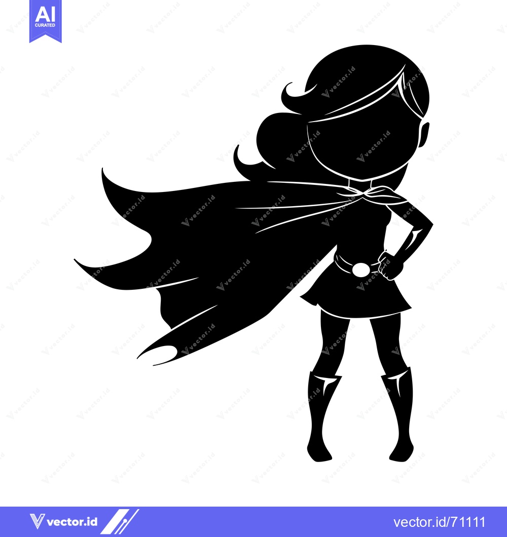 Premium Vector dari Silhouette of a female superhero with flowing cape