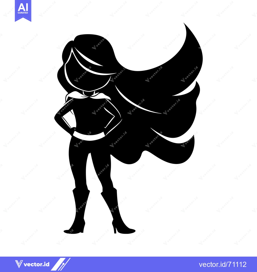 Premium Vector of Silhouette of a Woman in a Superhero Cape