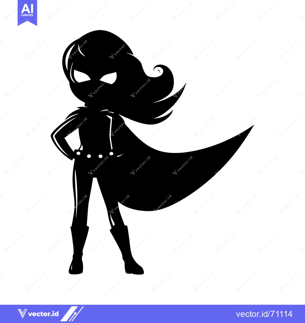 Premium Vector of Silhouette of a Female Superhero with a Cape