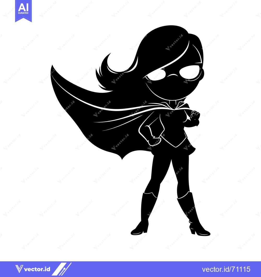 Premium Vector dari Silhouette of a Female Superhero in a Cape