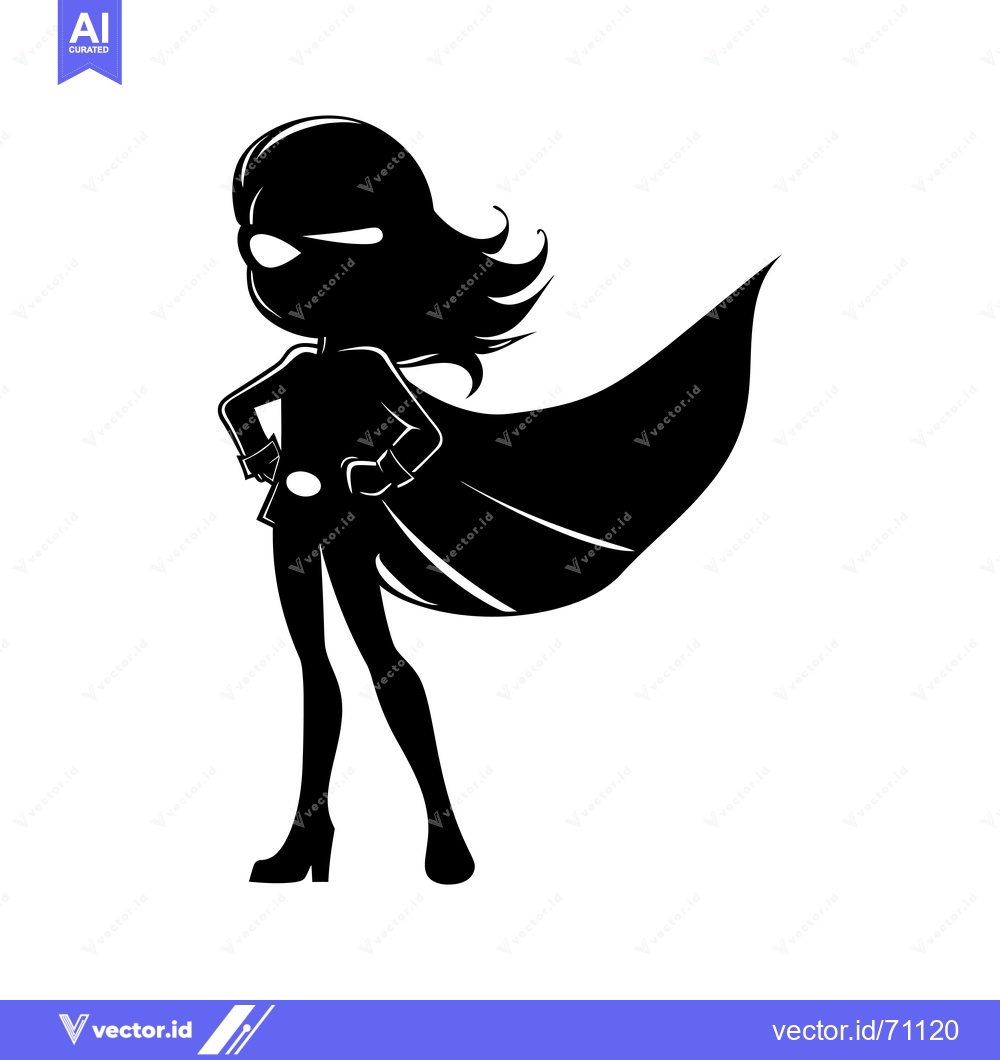 Premium Vector of Silhouette of a Female Superhero Standing with Cape Flowing