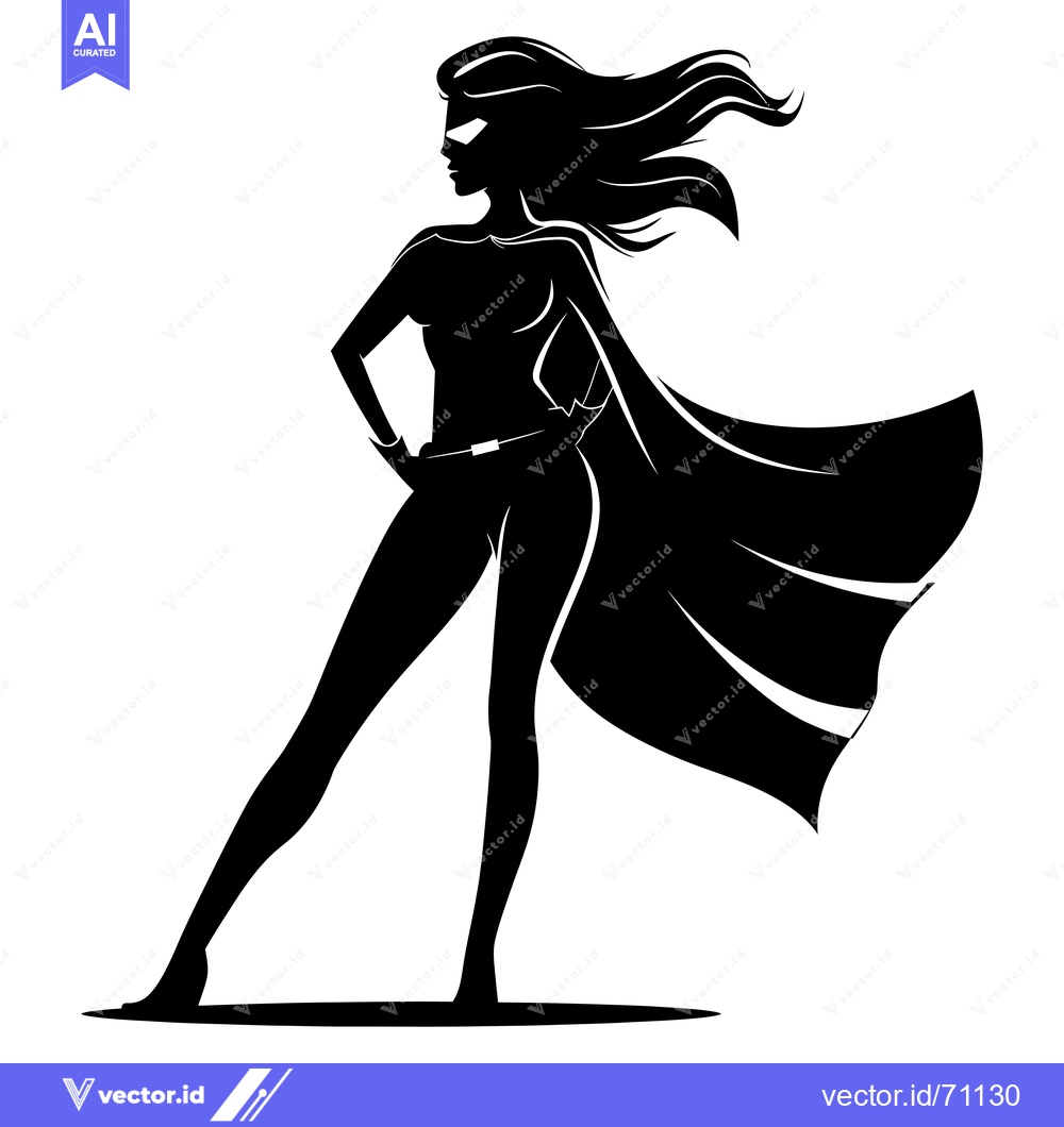 Premium Vector dari Silhouette of a Female Superhero with a Cape