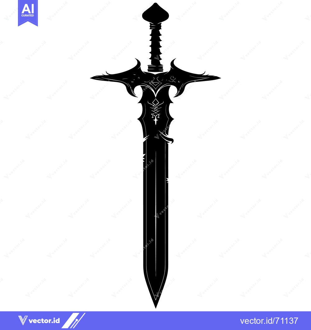 Premium Vector of A Black Silhouette of an Ornate Sword