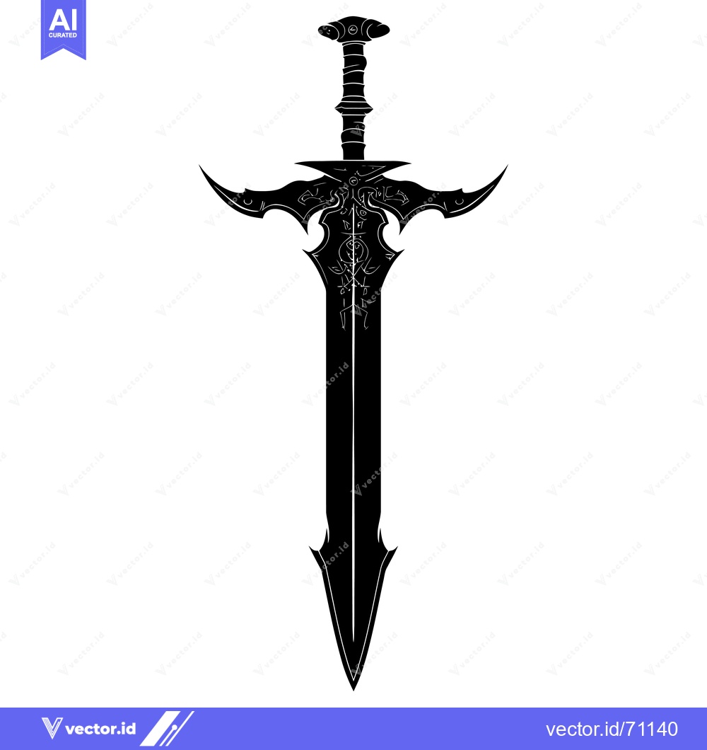 Premium Vector dari Ornate Black Sword Silhouette with Detailed Design