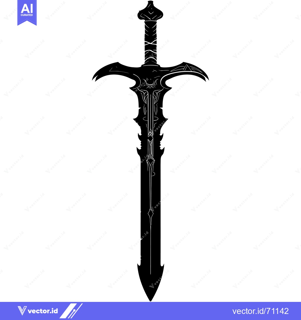 Premium Vector dari Black and White Silhouette of a Fantasy Sword