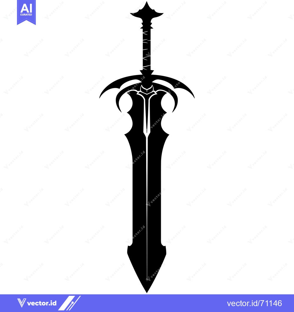 Premium Vector dari Black and White Silhouette of a Fantasy Sword