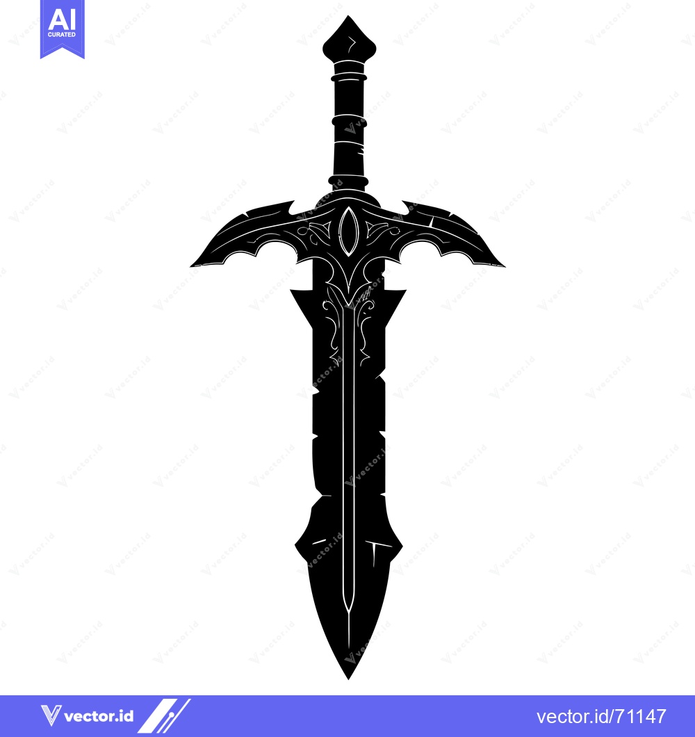 Premium Vector dari Ornate Black Silhouette of a Sword