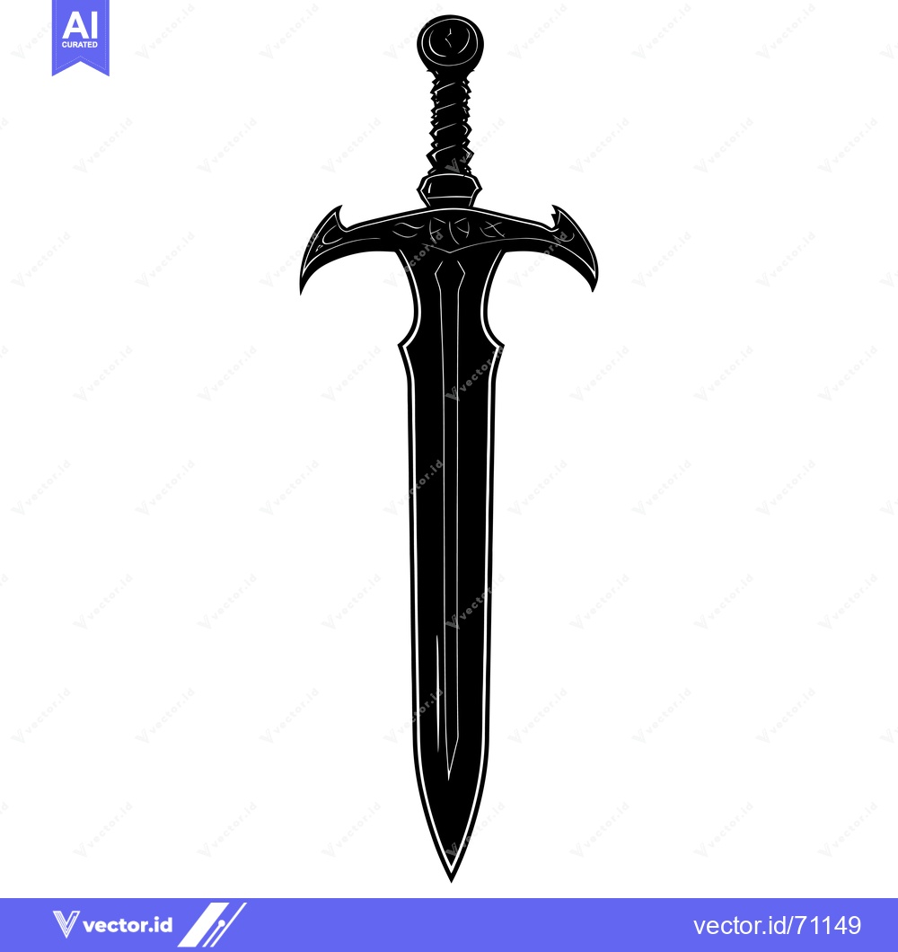 Premium Vector dari A black and white silhouette of a medieval sword