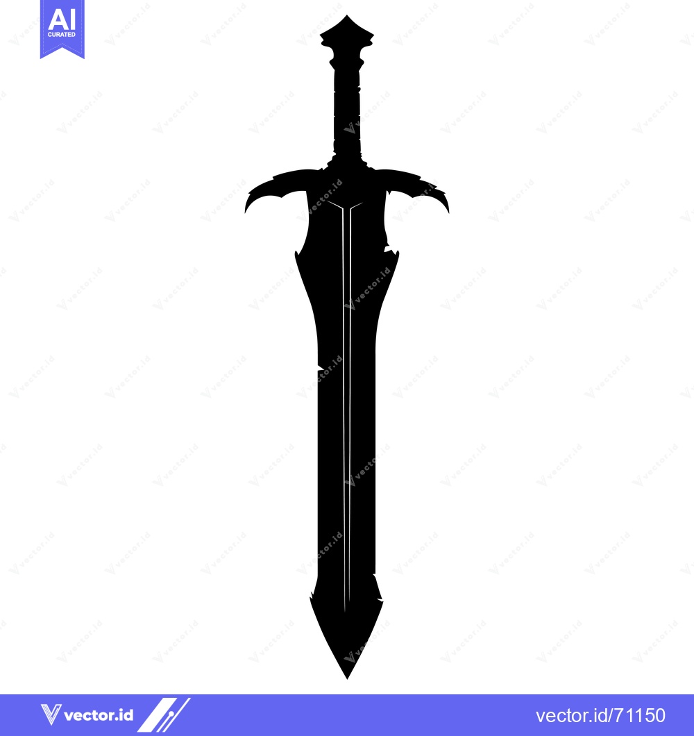 Premium Vector dari Black Silhouette of a Medieval Sword with a Sharp Point