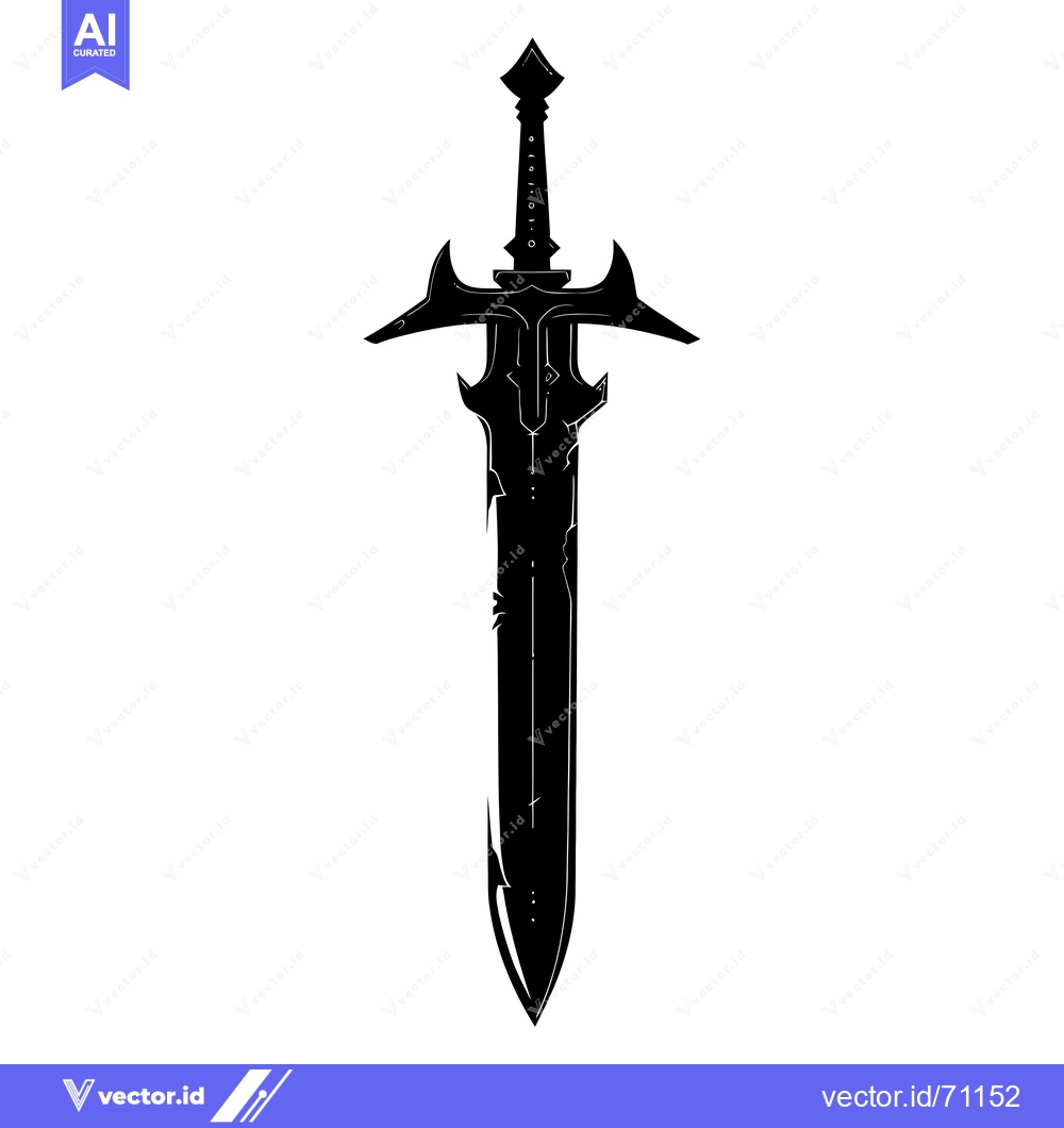 Premium Vector of Black and White Silhouette of a Fantasy Sword